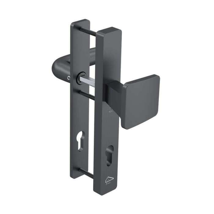 Smal deurbeslag knop/kruk gun metal